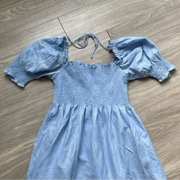 Hill House Women’s Athena Nap Dress Blue Metallic Sz S EUC 95% Cotton - Picture 8 of 12